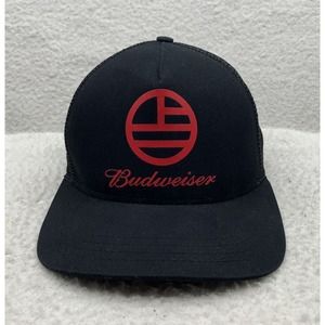 VTG Budweiser Snapback‎ Mesh Trucker Hat Mens Black Red Beer Dad Cap USA Made